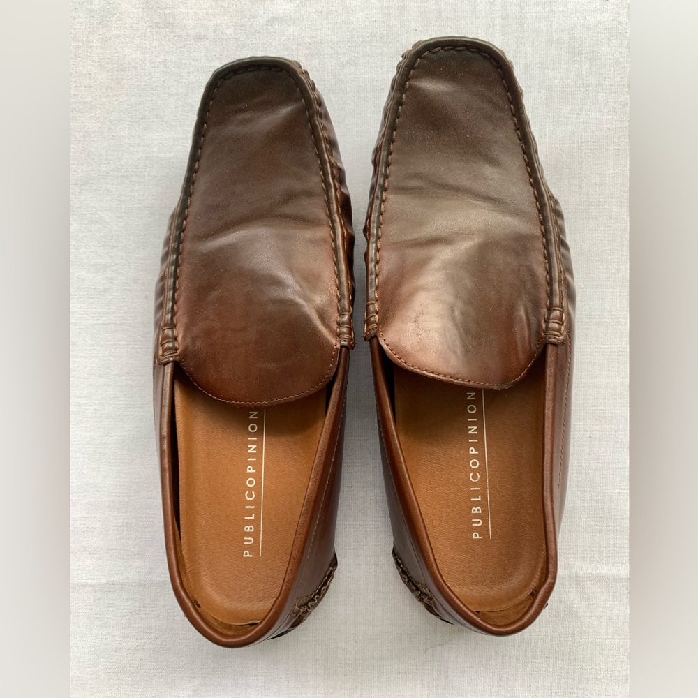 Men Public Opinion Brown Leather Brown Slip On Loafer Shoes Size 11